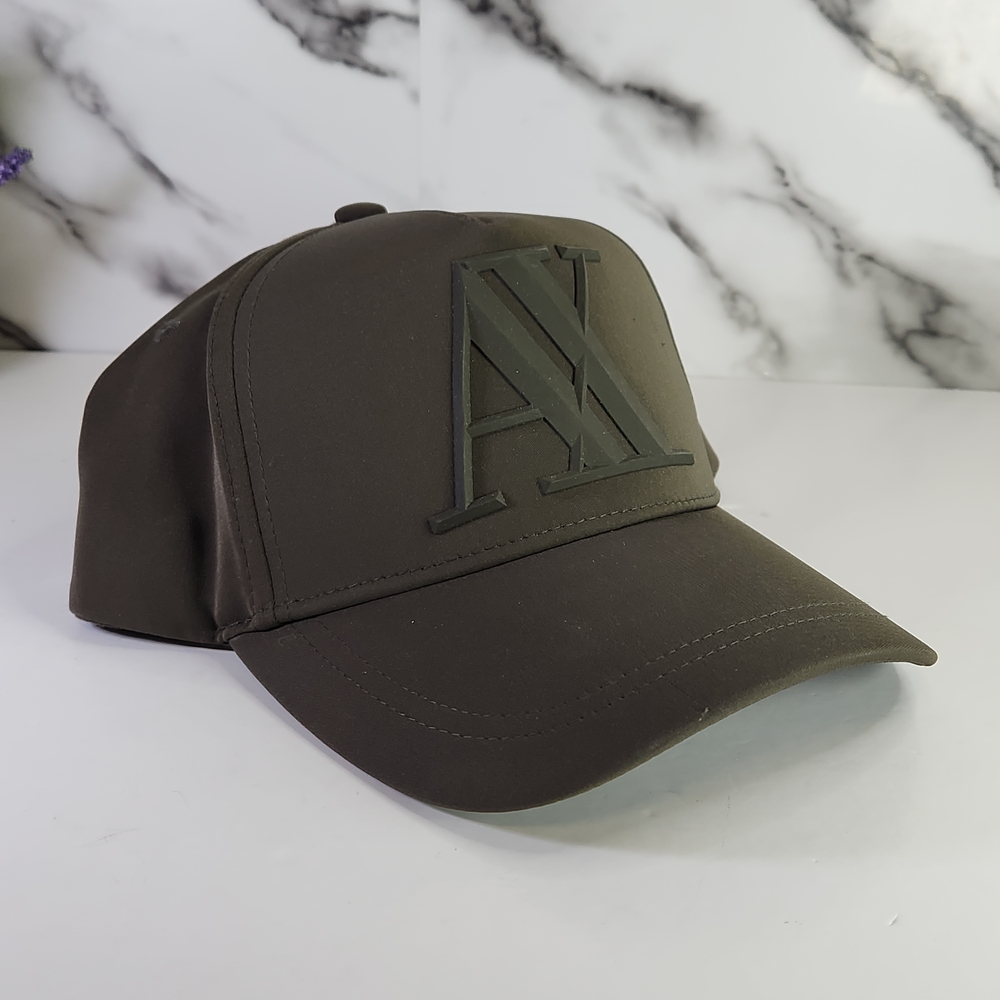 Armani Exchange Men's AX Logo Baseball Cap, Olive Green Hat